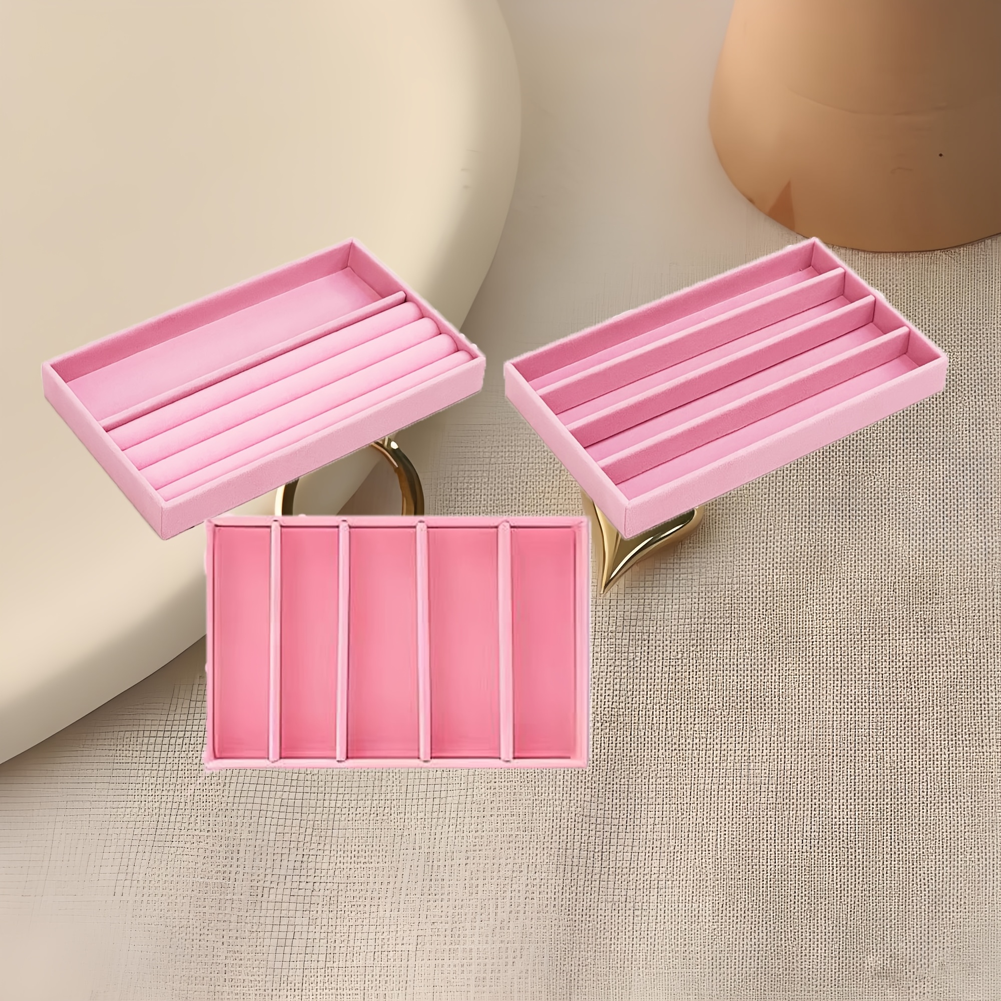 Stackable Jewelry Storage Boxes with Velvet Tray